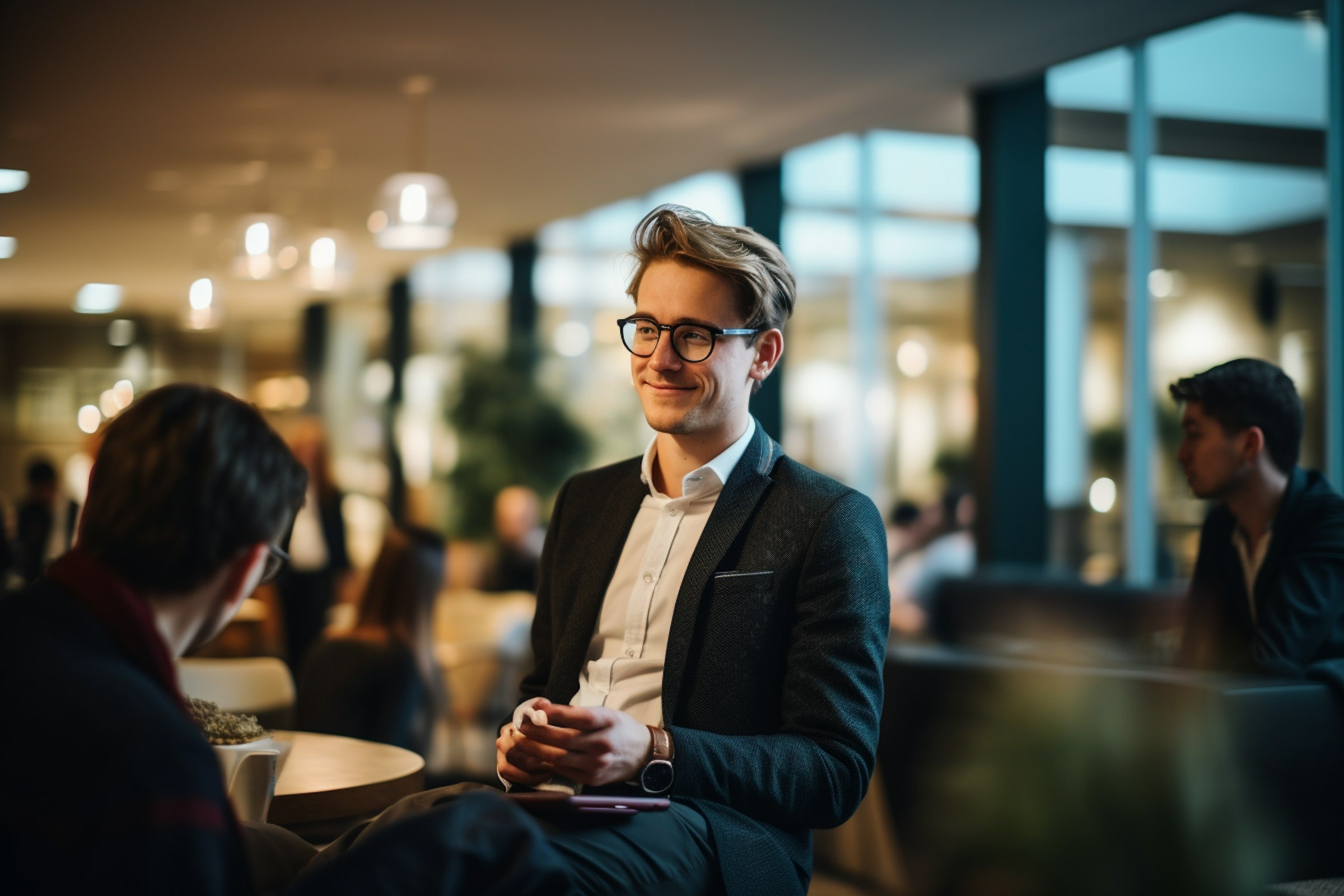 A young professional at a professional networking event.